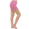 Ice Cream Pink melting background with beige cone Lightweight Velour Cropped Yoga Leggings View3