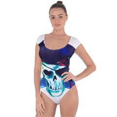 Skull Pirates Symbol Skeleton Short Sleeve Leotard  by Sudhe