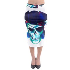 Skull Pirates Symbol Skeleton Midi Pencil Skirt by Sudhe