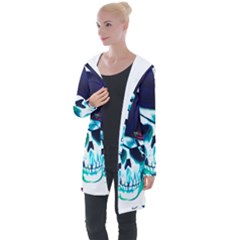 Skull Pirates Symbol Skeleton Longline Hooded Cardigan by Sudhe