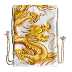 Chinese Dragon Golden Drawstring Bag (large) by Sudhe