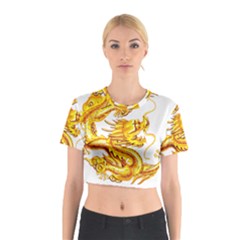 Chinese Dragon Golden Cotton Crop Top by Sudhe