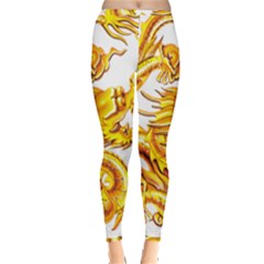 Chinese Dragon Golden Inside Out Leggings by Sudhe