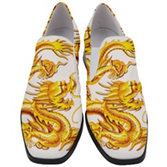 Chinese Dragon Golden Slip On Heel Loafers