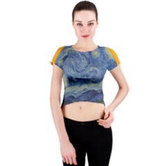 The Starry Night Starry Night Over The Rhne Pain Crew Neck Crop Top by Sudhe