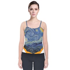 The Starry Night Starry Night Over The Rhne Pain Velvet Spaghetti Strap Top by Sudhe