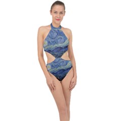 The Starry Night Starry Night Over The Rhne Pain Halter Side Cut Swimsuit by Sudhe