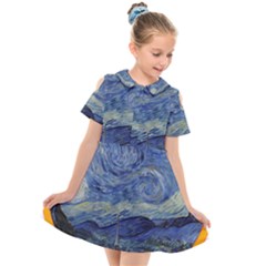 The Starry Night Starry Night Over The Rhne Pain Kids  Short Sleeve Shirt Dress by Sudhe