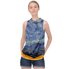 The Starry Night Starry Night Over The Rhne Pain High Neck Satin Top by Sudhe