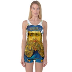 Vincent Van Gogh Cartoon Beard Illustration Bearde One Piece Boyleg Swimsuit by Sudhe