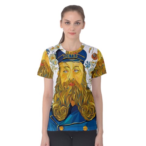 Vincent Van Gogh Cartoon Beard Illustration Bearde Women s Cotton Tee by Sudhe