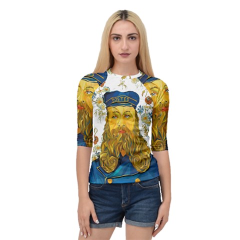 Vincent Van Gogh Cartoon Beard Illustration Bearde Quarter Sleeve Raglan Tee by Sudhe