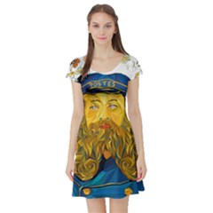 Vincent Van Gogh Cartoon Beard Illustration Bearde Short Sleeve Skater Dress by Sudhe