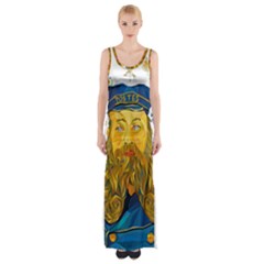 Vincent Van Gogh Cartoon Beard Illustration Bearde Maxi Thigh Split Dress by Sudhe