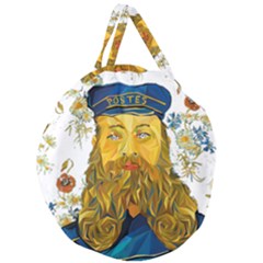 Vincent Van Gogh Cartoon Beard Illustration Bearde Giant Round Zipper Tote by Sudhe