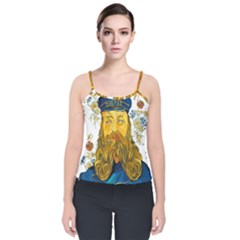 Vincent Van Gogh Cartoon Beard Illustration Bearde Velvet Spaghetti Strap Top by Sudhe