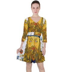 Vincent Van Gogh Cartoon Beard Illustration Bearde Ruffle Dress by Sudhe