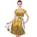 Vincent Van Gogh Cartoon Beard Illustration Bearde Cap Sleeve Midi Dress View1