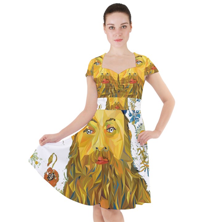 Vincent Van Gogh Cartoon Beard Illustration Bearde Cap Sleeve Midi Dress