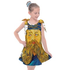 Vincent Van Gogh Cartoon Beard Illustration Bearde Kids  Tie Up Tunic Dress by Sudhe