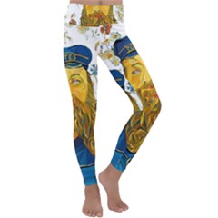 Vincent Van Gogh Cartoon Beard Illustration Bearde Kids  Lightweight Velour Classic Yoga Leggings by Sudhe