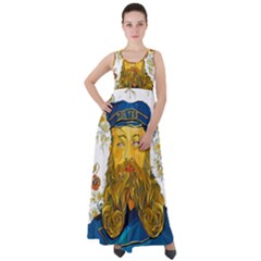 Vincent Van Gogh Cartoon Beard Illustration Bearde Empire Waist Velour Maxi Dress by Sudhe