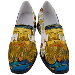 Vincent Van Gogh Cartoon Beard Illustration Bearde Women s Chunky Heel Loafers by Sudhe