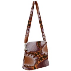 Fractal Pattern Shades Of Brown Zipper Messenger Bag by Pakrebo