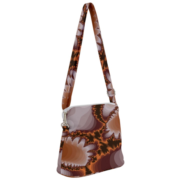 Fractal Pattern Shades Of Brown Zipper Messenger Bag