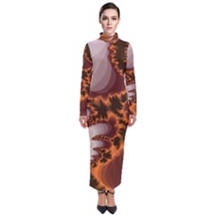 Fractal Pattern Shades Of Brown Turtleneck Maxi Dress by Pakrebo