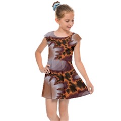 Fractal Pattern Shades Of Brown Kids  Cap Sleeve Dress by Pakrebo