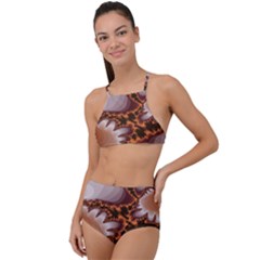 Fractal Pattern Shades Of Brown High Waist Tankini Set by Pakrebo