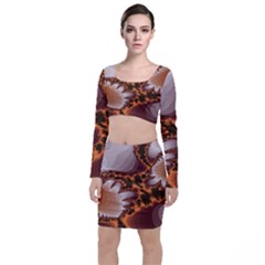 Fractal Pattern Shades Of Brown Top And Skirt Sets by Pakrebo