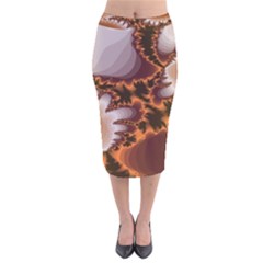 Fractal Pattern Shades Of Brown Velvet Midi Pencil Skirt by Pakrebo