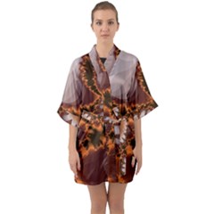 Fractal Pattern Shades Of Brown Quarter Sleeve Kimono Robe by Pakrebo