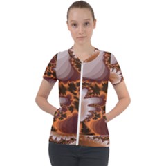 Fractal Pattern Shades Of Brown Short Sleeve Zip Up Jacket