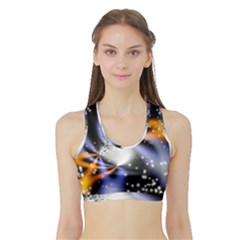 Supernova Space Star Sports Bra With Border by Pakrebo