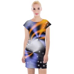 Supernova Space Star Cap Sleeve Bodycon Dress by Pakrebo