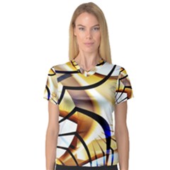 Pattern Fractal Gold Pointed V-neck Sport Mesh Tee