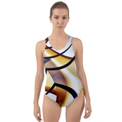 Pattern Fractal Gold Pointed Cut-out Back One Piece Swimsuit