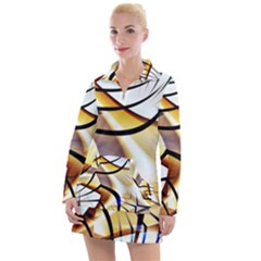 Pattern Fractal Gold Pointed Women s Hoodie Dress