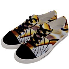 Pattern Fractal Gold Pointed Men s Low Top Canvas Sneakers by Pakrebo