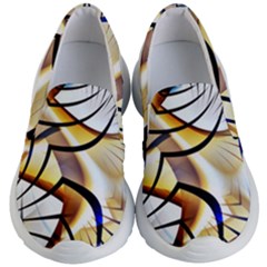 Pattern Fractal Gold Pointed Kids  Lightweight Slip Ons by Pakrebo