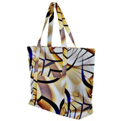 Pattern Fractal Gold Pointed Zip Up Canvas Bag