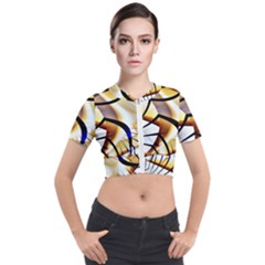 Pattern Fractal Gold Pointed Short Sleeve Cropped Jacket