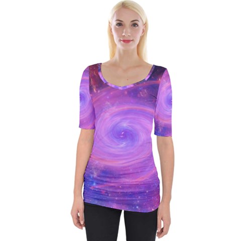 Spiral Strudel Galaxy Eddy Fractal Wide Neckline Tee by Pakrebo