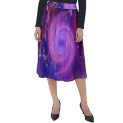 Spiral Strudel Galaxy Eddy Fractal Classic Velour Midi Skirt  by Pakrebo