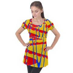 Graphic Design Graphic Design Puff Sleeve Tunic Top by Pakrebo