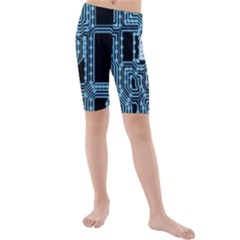 Circuit Pcb Tile Tiling Computer Kids  Mid Length Swim Shorts by Pakrebo