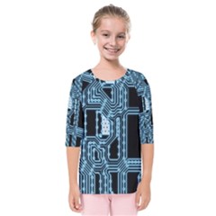 Circuit Pcb Tile Tiling Computer Kids  Quarter Sleeve Raglan Tee